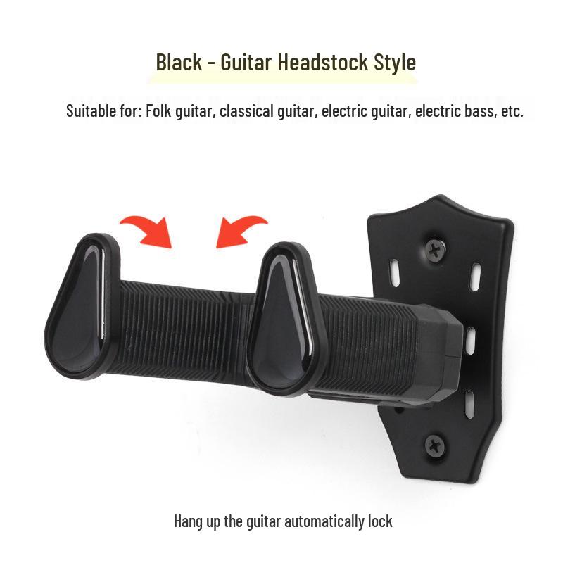 Automatic Locking Guitar Wall Mount Hanger - Fits Classical, Electric, and Bass Guitars on a Wooden Display Stand Gravity Automatic Lock чёрный