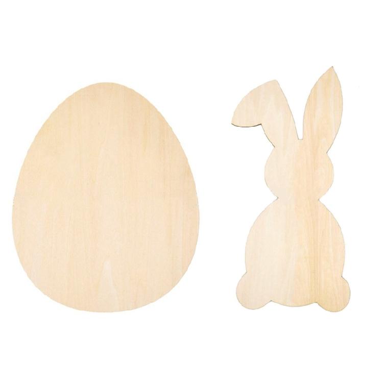 5Pcs Bunnies Eggs Shape Cutouts Wood Cutouts Unfinished Wood Cutouts Animal Shape Wood Slices for Painting Art Craft