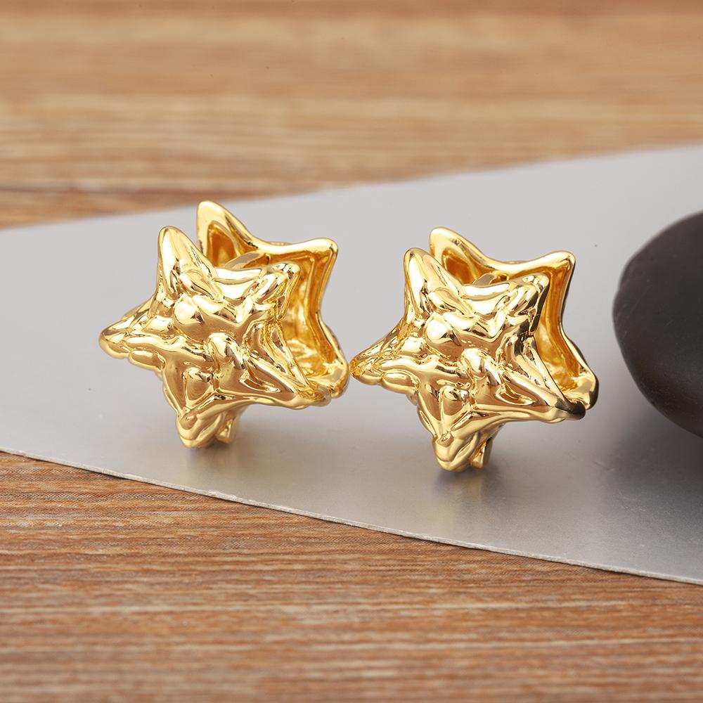 

Nidin High Quality Round/Star Shape Ear Clip Earrings No Piercings Fake Cartilage For Female Copper Personality Jewelry Gifts