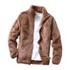 Men's Double Sided Velvet Jacket Winter Thick Warm Oversized Fleece Fluffy Jacket Stand Collar Cardigan Jacket Winter Coat Outerwear
