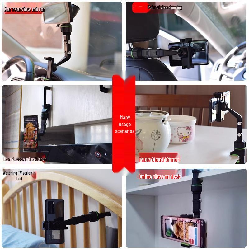 Adjustable Car Rearview Mirror Phone Holder - Shockproof, Rotating, Universal Navigation Bracket
