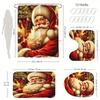 4Pcs Bathroom Shower Curtain Set Santa Claus  Bathroom Curtain With 12 Hooks Non Slip Rugs Toilet Cover Mat Bathroom Partition