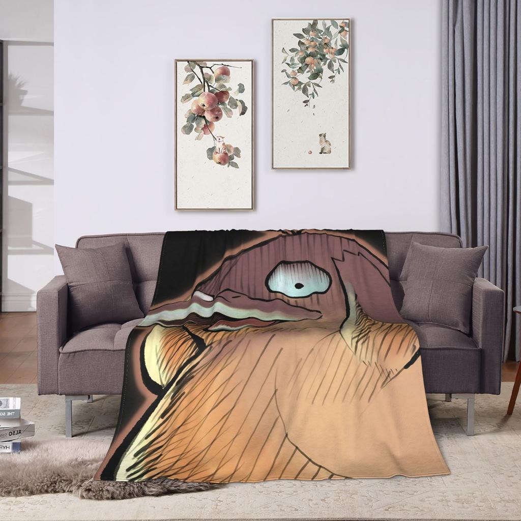 Warm Soft Blanket Picnic Psyduck Angry Throw Blanket Flannel Bedspread For Couch Chair Funny Sofa Bed Cover