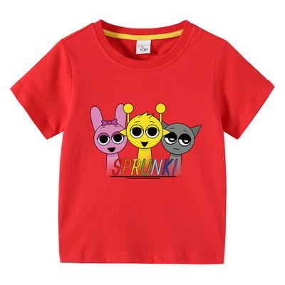 Summer Sprunki Children's Clothing Incredibox Boys and Girls Cartoon Game Character Print Cool and Comfortable