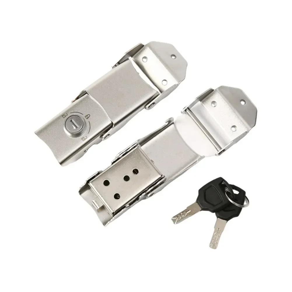 Weather Resistant Detachable Stainless Steel Motorcycle Buckle Lock with 2 Keys for Side Boxes Tail Boxes and Hinged Storage