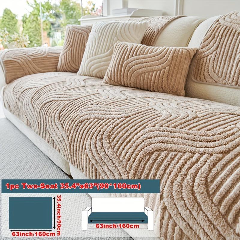 

1 PC plush non-slip sofa cover polyester fabric straight row one piece high-grade non-slip seat cushion 2 seats 90 * 160cm/35.4 * 63 inches темно-коричневого