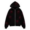 Unisex Oversized Kapuzen-Reißverschluss-Sweatshirt Mit Geometrischer Strassstein-Verzierung Streetwear Lässiges Oberteil