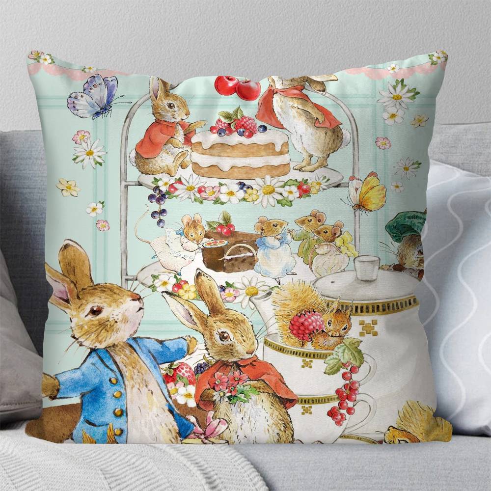 Novel By PPeter Rabbit Pillow Case Fashion Square Pillowcase Bedroom Sofa Room Ins Decoration Leisure