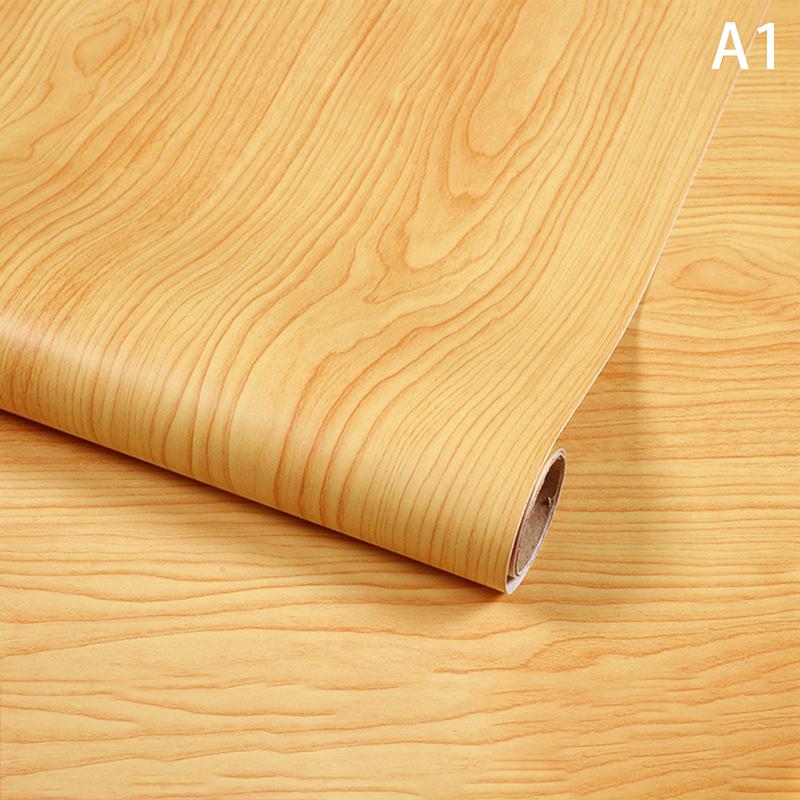 Waterproof Self Adhesive Wood Grain Sticker Door Cabinet Desktop Modern Furniture Renovation Peel And Stick Wallpaper