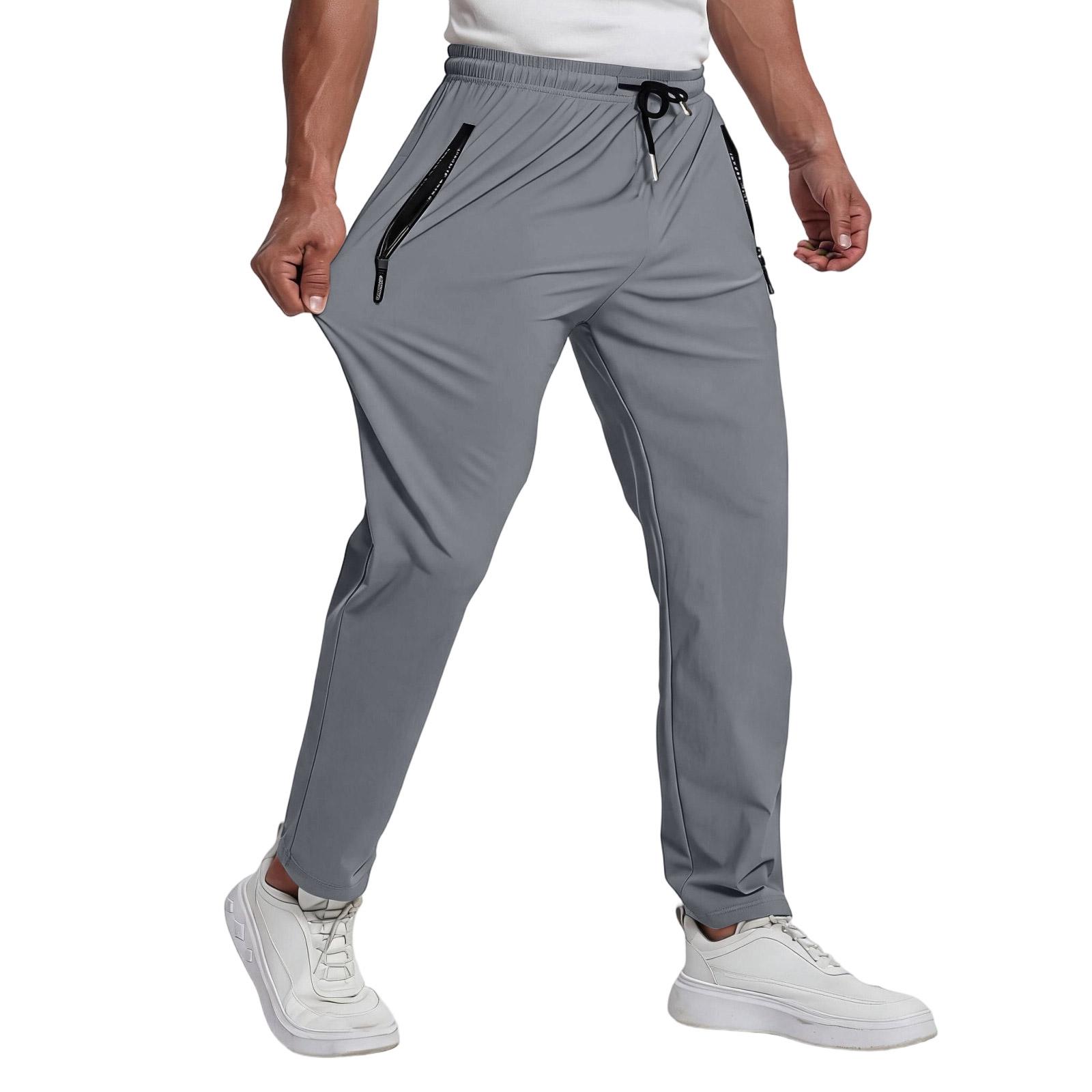 

Men s Casual Lightweight Elastic Waistband Quick Dry Ice Silk Pants with Zipper Pockets Breathable Stretch Sports Trousers for Everyday Wear XXL