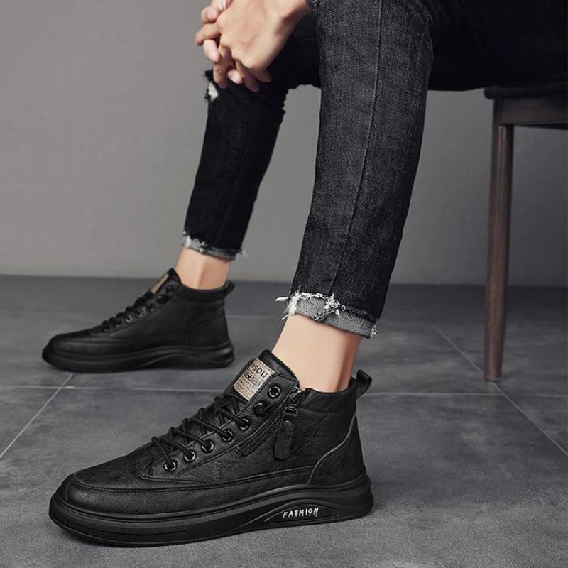 Spring Autumn Comfort Leather Casual Shoes for Men Fashionable Business Men's Work Shoes New Outdoor Man Sports Shoes Mens Boots