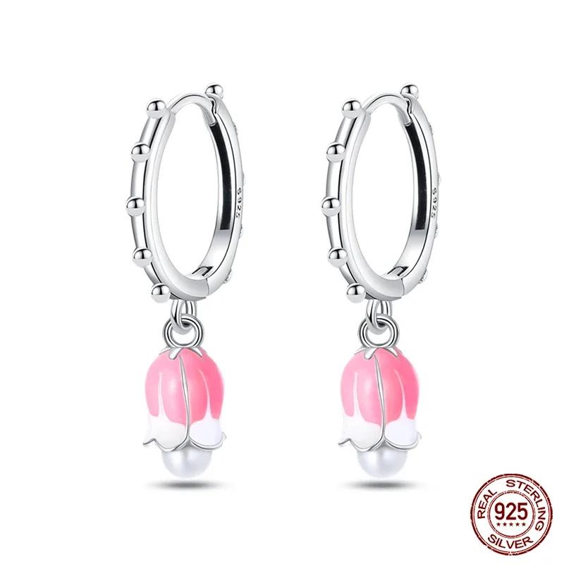 Pendientes originales de plata de ley 925 de cobre con forma de margarita y tulipán para mujer 2025 Pendientes de botón Pendientes de flor Aniversario Circonita Regalo