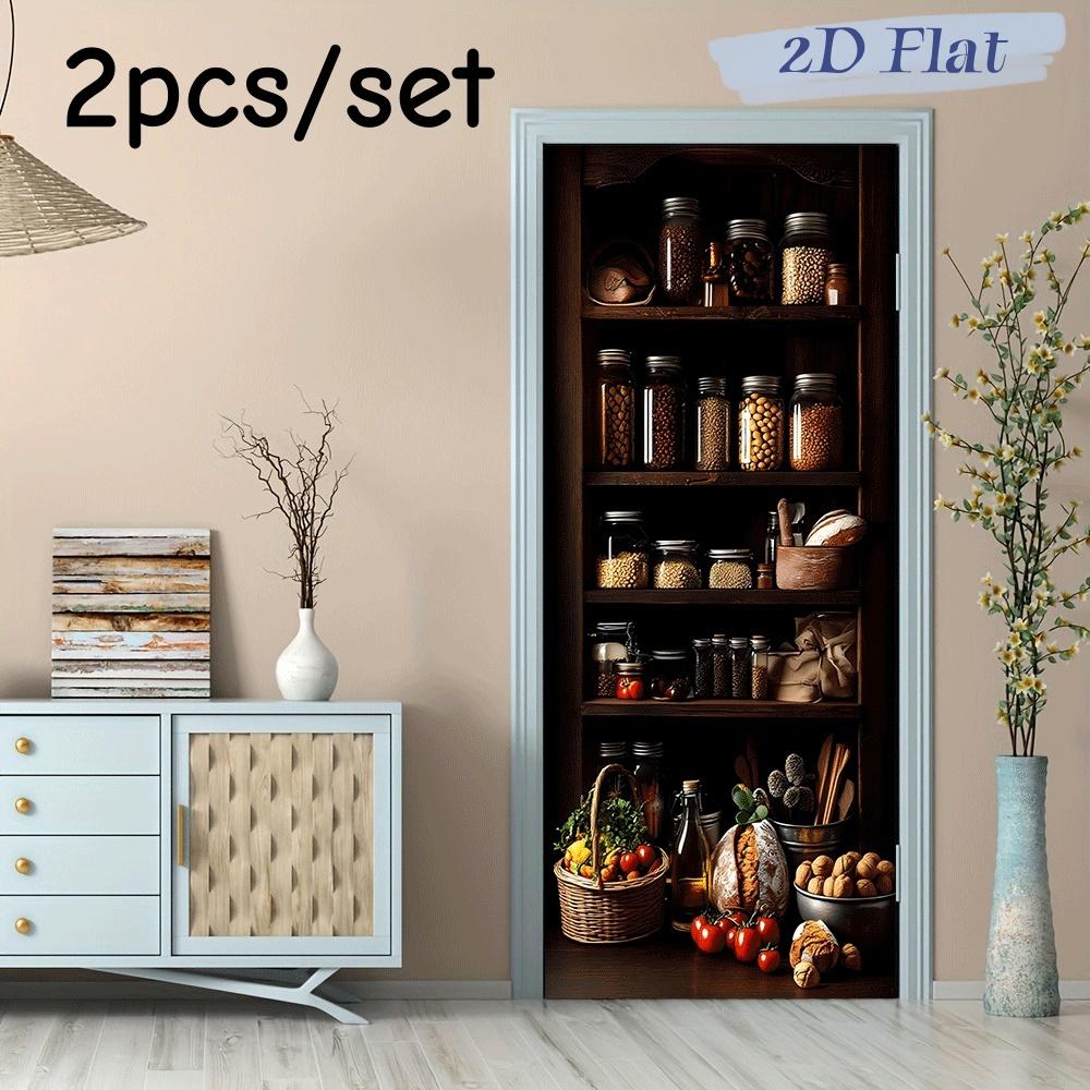 

2pcs Warm Retro Kitchen Food Can Wall Stickers Simulated Wooden Shelves Flavor Bread Vegetable Fruit Decoration Stickers Home Re (as the picture,38.5x200cmx2)