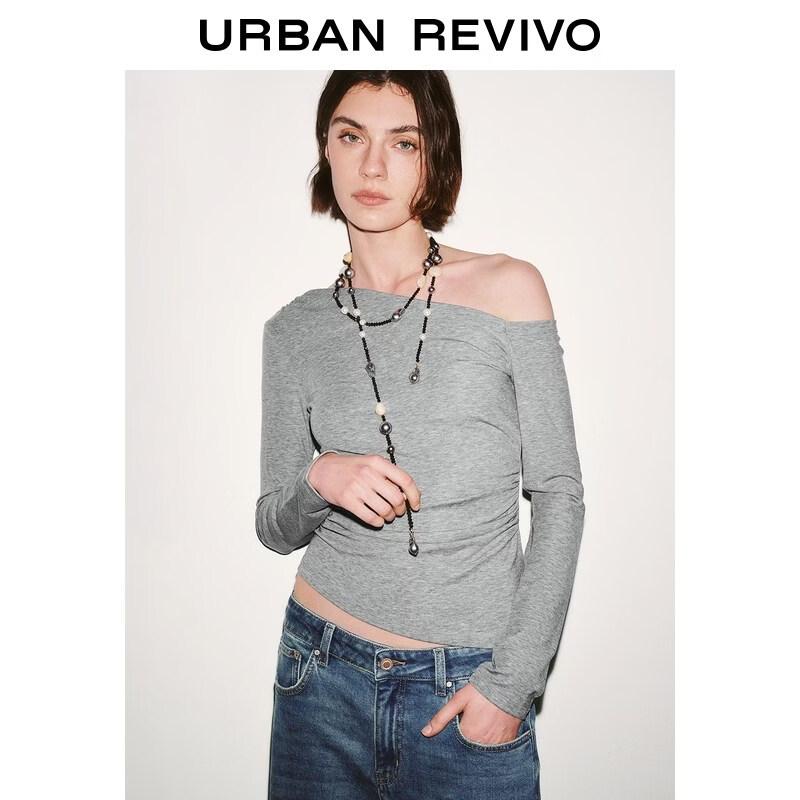 UR 2026 Women s Asymmetrical Neck Pleated T-Shirt L