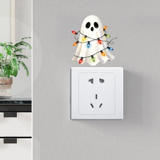 Bedroom Decoration Sticker Halloween Ghost Decorative Switch Sticker, Cartoon Fairy Lamp Decal for Light Holiday Switch, Removable Wall Living