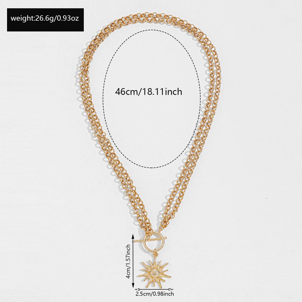 Thick Chain Necklace Exaggerated Jewelry Fashion Personality Niche Sun Pendant Collarbone Chain