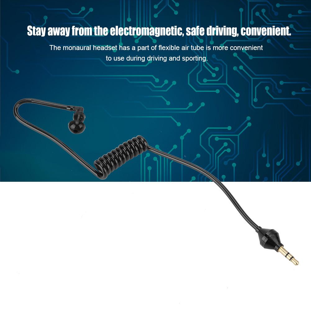 Mobile Phone Black Monaural Wired Earpiece Air Tube Anti Radiation In Ear Stereo Earphone