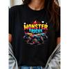 Women's Monster Truck T-Shirt - Short Sleeve Round Neck Casual Top with Suitable for - Matching Outfits for &, Birthday Party