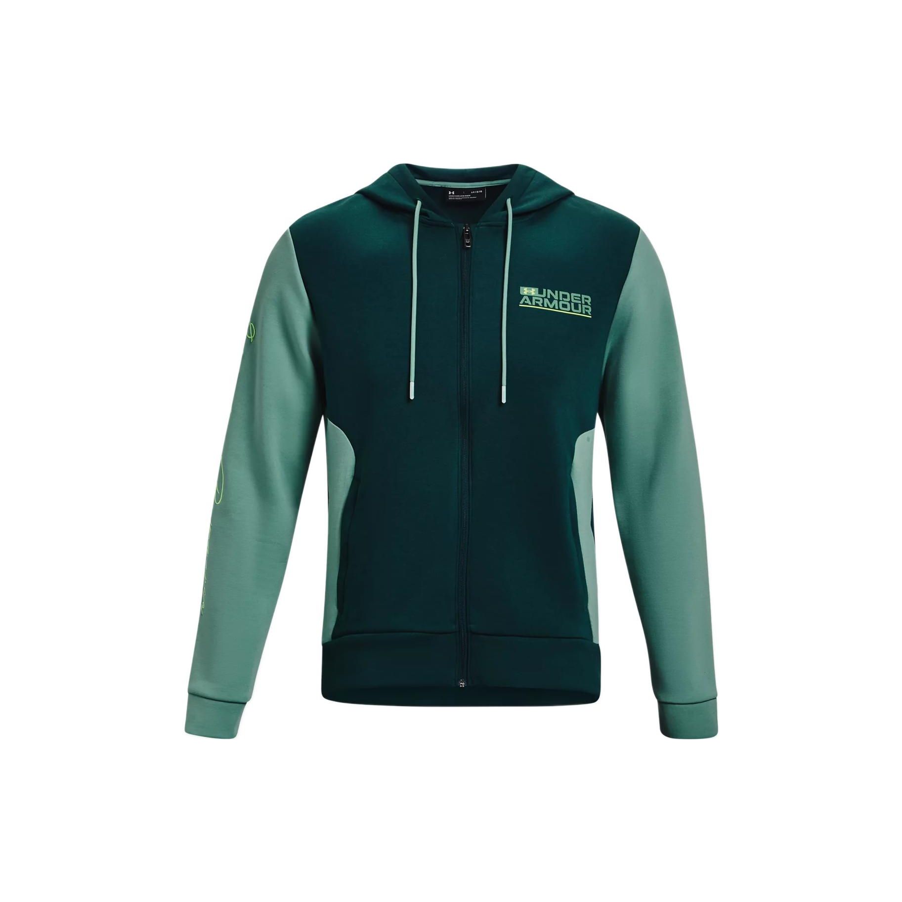 Under Armour Summit Color Block Full Zip Hoodie Men Wax-Green 1370422-366 S
