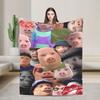 John Pork Is Calling Funny Meme Flannel Blanket Warm Soft Throw Blanket for Bedroom Camping Fashion Bedspread Sofa Bed Cover