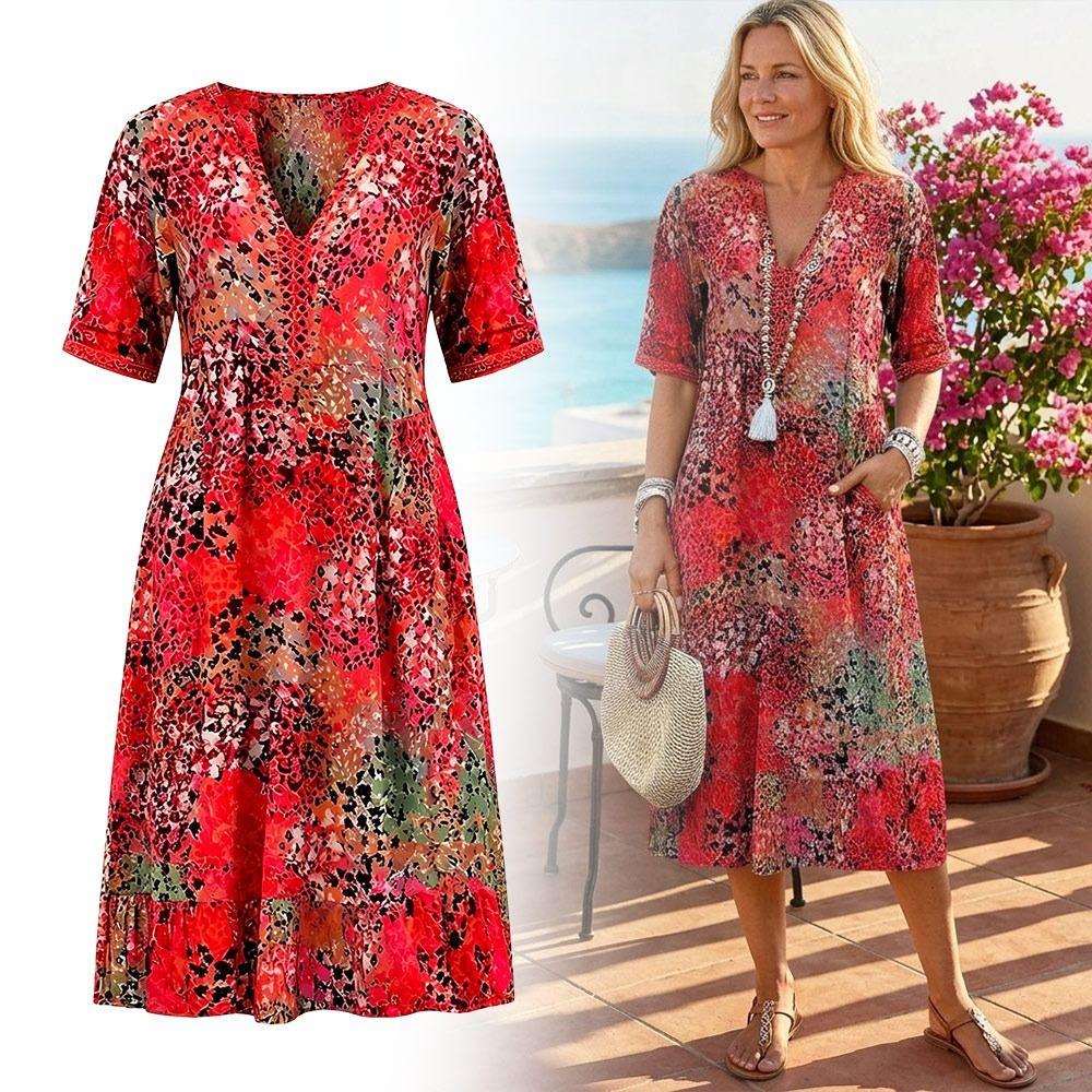 European Women Summer Dress V-Neck Swimsuit Cover Up Dress Fashion Beach Dress Vacation