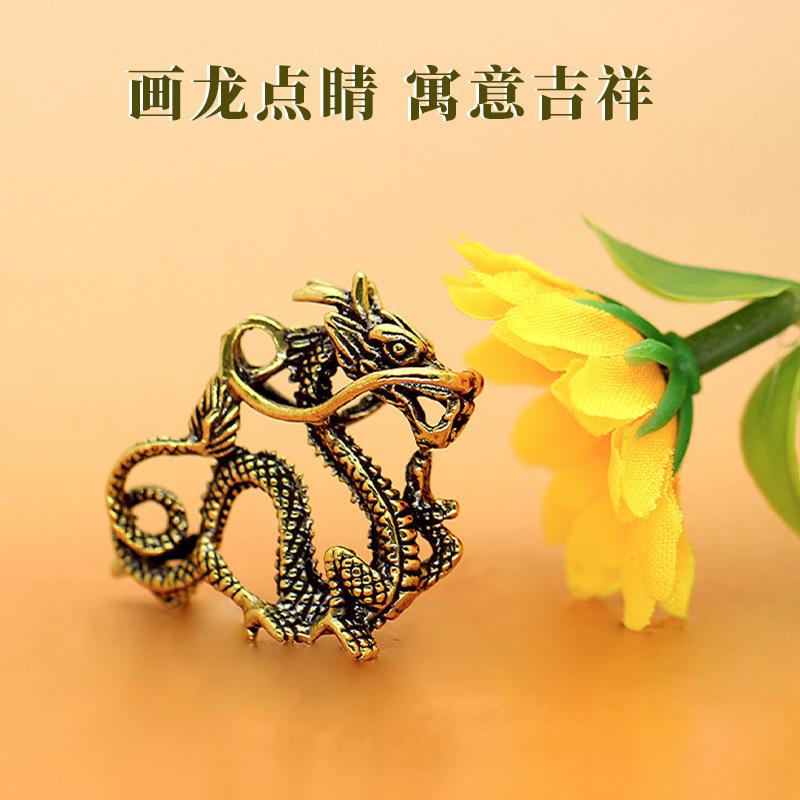 Messing Langer Bart Drache Schlüsselanhänger Anhänger, Kupfer Handwerkskunst Ornament