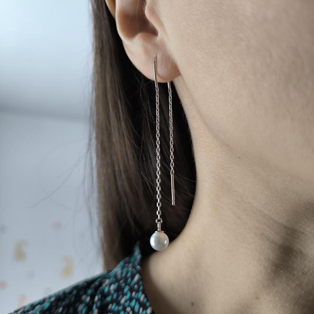 Silver Earrings with Natural Pearls 2ct (2198697)