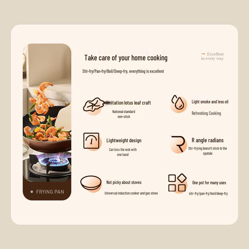 ASD Non-stick Flat-Bottom Stir-fry Pan