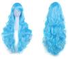 Pumpkin Parade Wig Set Long Curly Wavy Hair Full Stand Included Water Blue 3-piece