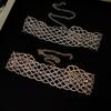 Simple Crystal Hollow Necklace Rhinestone Sparkling Collar Chain  Women