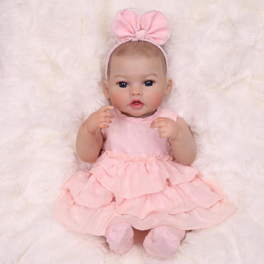 18 Inch Lifelike Reborn Bady Doll Full Silicone Vinyl with Visible Veins Newborn Dolls Early Educational Toys Toddler Birthday Gifts