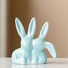 Unique Aesthetic Kiss Couple Bunny Figurine Handicraft Easter Rabbit Ornament  Home Decoration