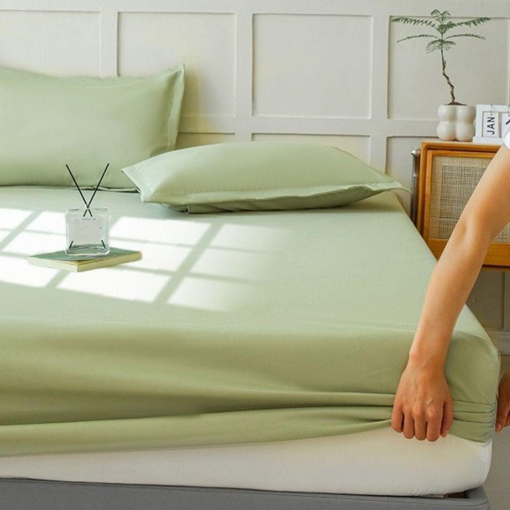 Skin-friendly Solid Color Mattress Cover Non-slip Full Protective Cover Bed Cover Summer Use