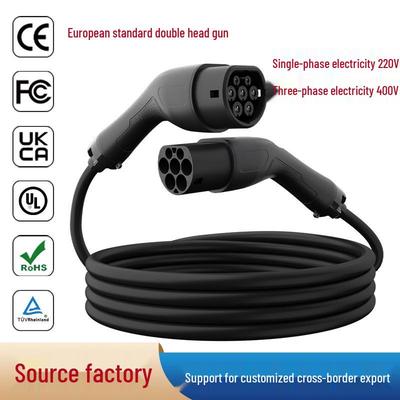 Câble de charge européen Type 2: Portable, Triphasé, Double Tête, Rallonge Mâle-Femelle.