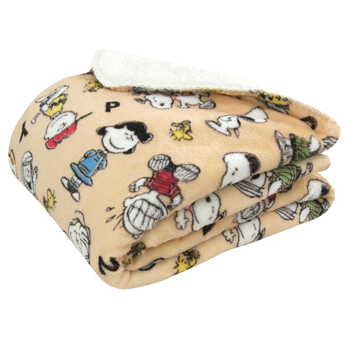 

Rivere Half-Size Blanket, Double-Piece, Snoopy Flannel with Sheepskin Boa, Warm Throw Blanket, Approx. 100 x 140 cm