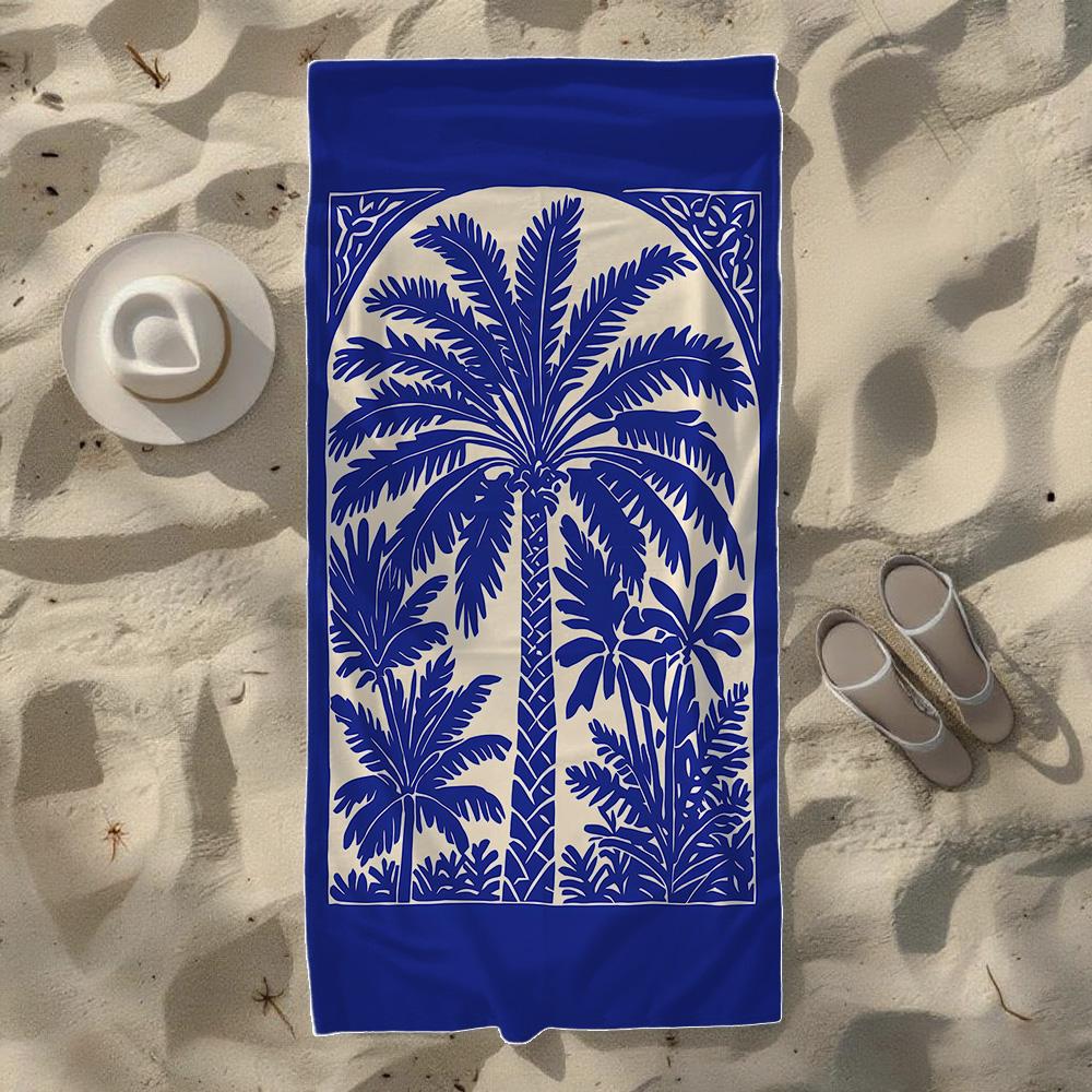 Palm Tree Silhouette Beach Towel, Soft Quick-Drying, Perfect For Portable Outdoor Travel, Swimming, Camping And Summer Beach