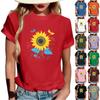 Damen Modisches Rundhals Casual Retro Print Kurzarm T-Shirt Top