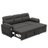 L-förmiges Ecksofa mit links/rechts ausziehbarer Ottomane, Schlaffunktion, Stauraum in der Ottomane, USB/Typ-C-Panel, Chenille-Stoff, Grau.