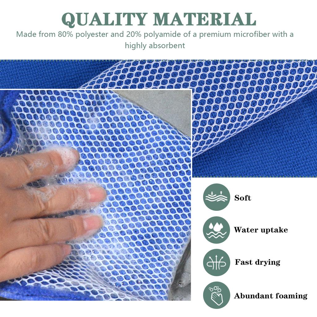 Sinland Super Absorbent Microfiber Wash Dish Cloth Best Kitchen Rags Cleaning Cloths With Poly Scour Side 12Inchx12Inch 5 Pack