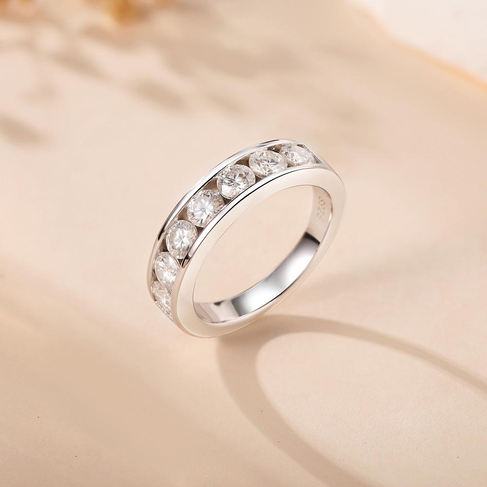 Elegant Women's Moissanite Ring in 925 Sterling Silver and Gold-Plated Finish