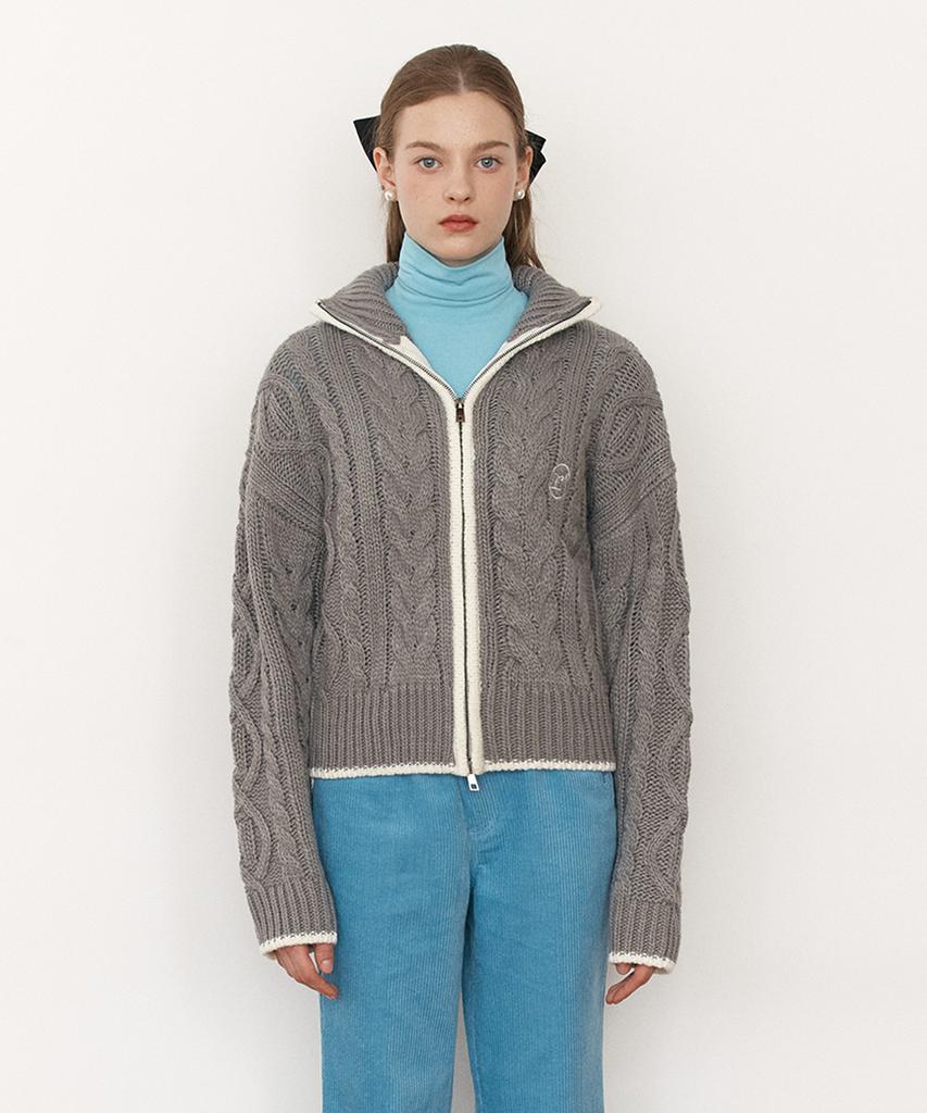 Rolarola Twoway Cable Zipup Knit Gray
