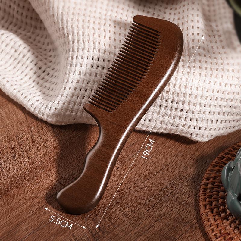 Sandalwood Wide-Tooth Comb - Anti-static Wooden Hair Comb for Men & Women, Portable Massage Brush for Straight Hair