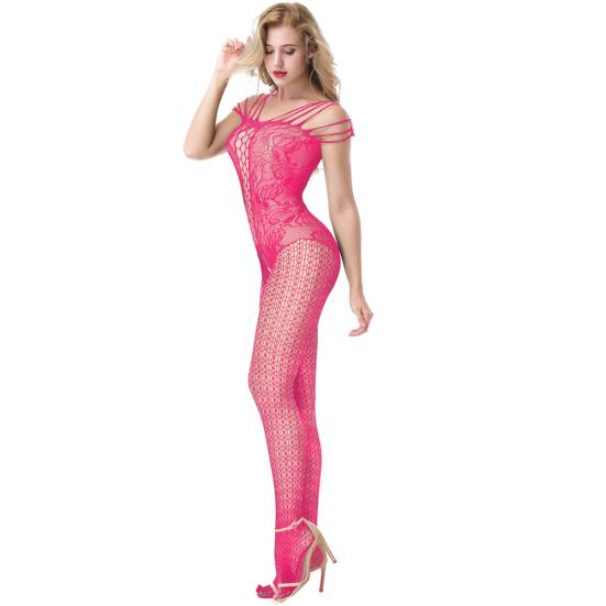 Women Sexy Bodystocking Pantyhose Hollow Out Solid Color Open Crotch Sleepwear