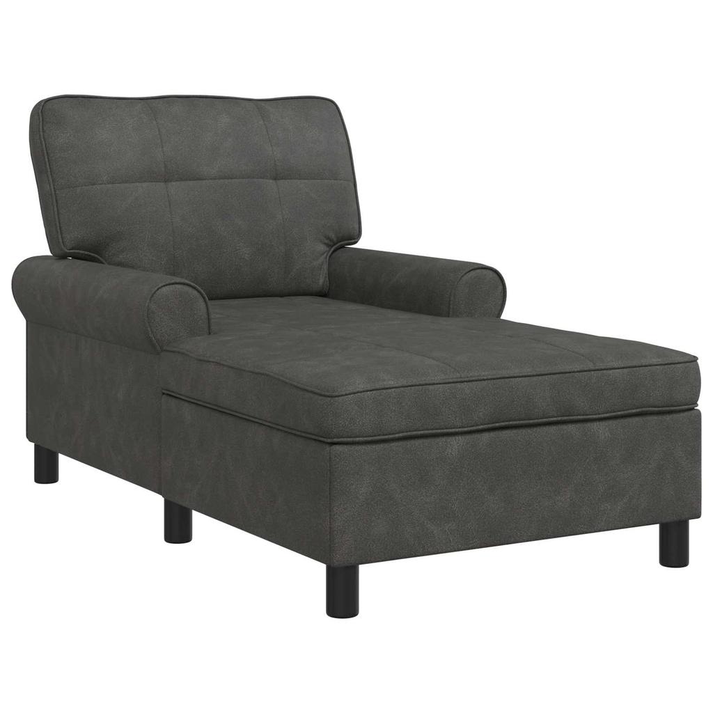 Lounge Chaise Longue with Cushions Black 91 X 157 X 91 Cm Faux Leather