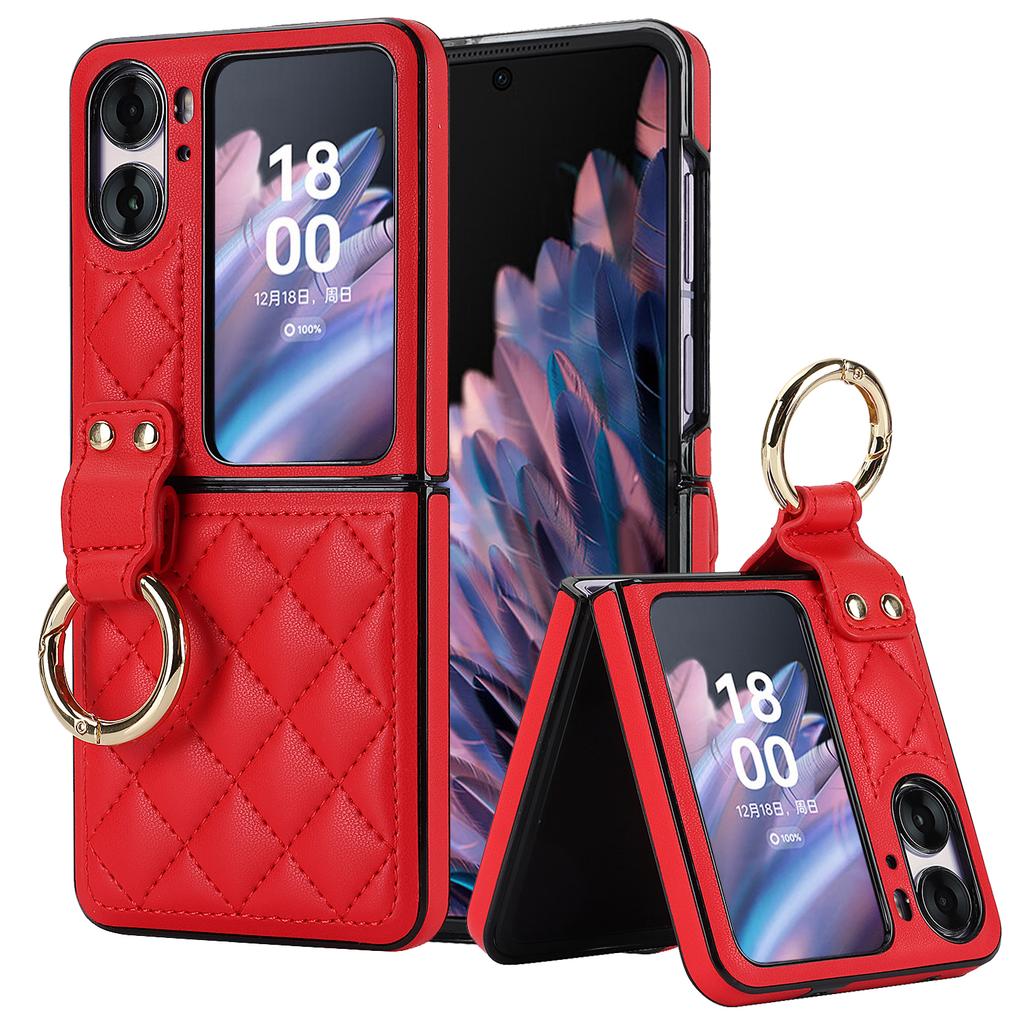 Emboss Diamond Ring Holder Leather Phone Case for OPPO Find N2 Flip 5G N2Flip CPH2437 N 2 Kickstand Ultra Thin Shockproof Cover