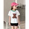 Foreign Trade Summer New Children's Short-Sleeved T-Shirt Korean Style Children's Cartoon Bear Baby Girl Clothes Pure Cotton Print Ins