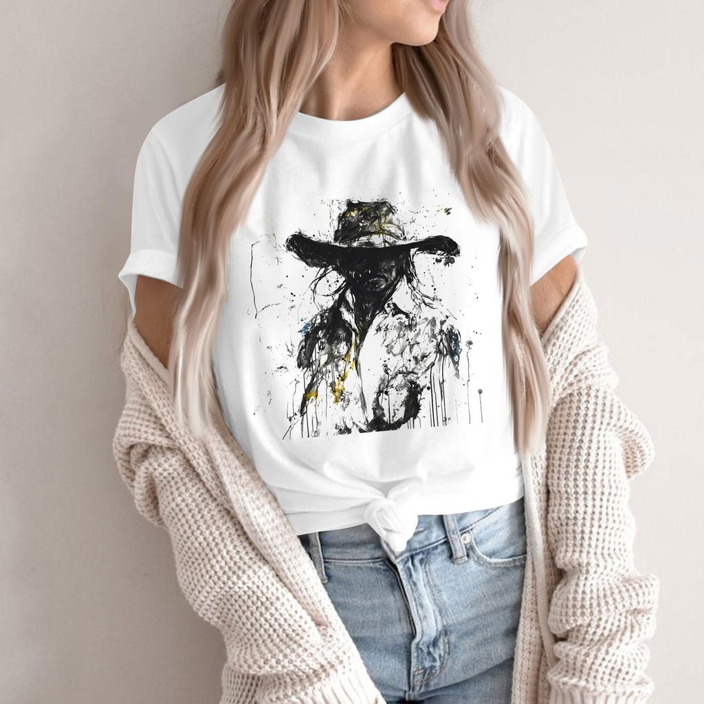 T-shirt décontracté à manches courtes et col rond pour femme