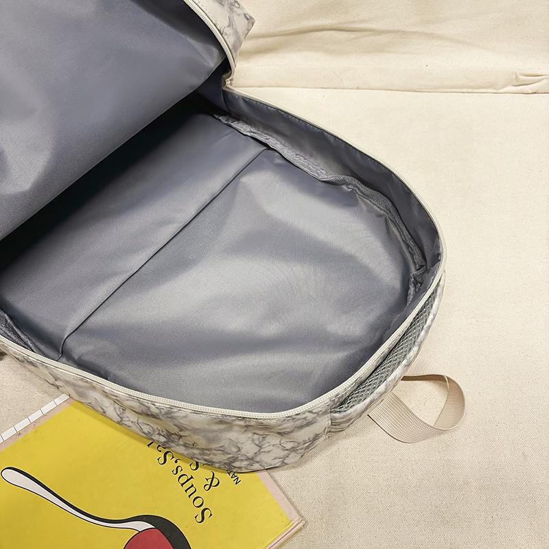 School Bag New Large Capacity Trend Versatile Junior High School Student School Bag Couple Fashion Embossing Simple Casual Lightweight Backpack