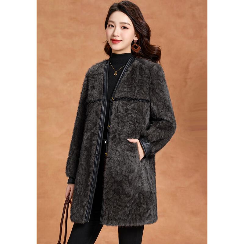 Kebeier Women's Elegant Thickened Faux Fur Mid-length Coat