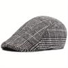 Vintage Plaid Flat Cap Unisex Lightweight Beret Newsboy Hats Classic British Style Duckbill Cap for Women & Men